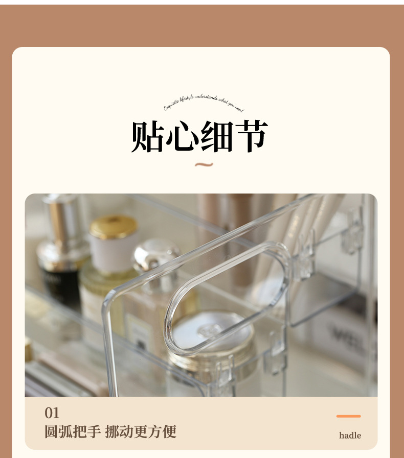 Cosmetics shelf, acrylic transparent dressing table, perfume, skin care products, powder puff, lipstick, organizing desktop storage box pic 14