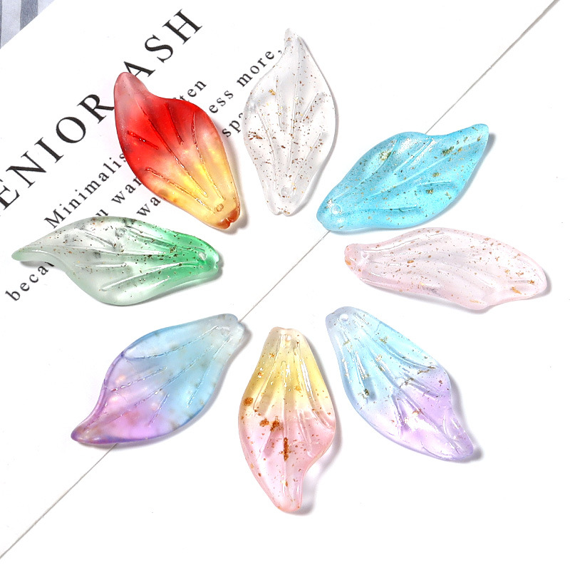 Wholesale of popular transparent colored gold sand leaf pendants in Europe and America, diy maple leaf bags, pendants and small accessories pic 19