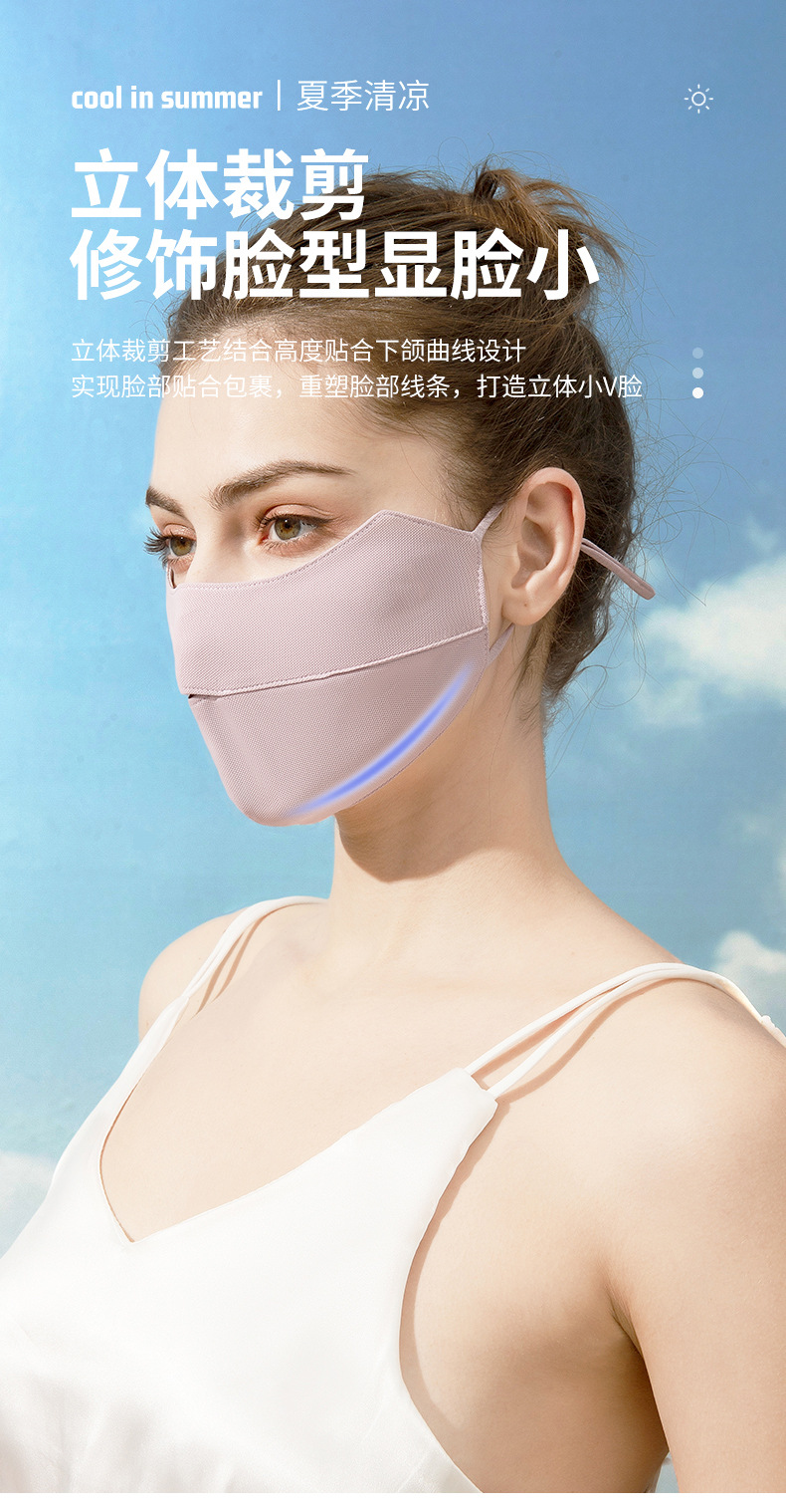 夏季防晒口罩女高颜值时尚立体显脸小脸基尼户外骑行防紫外线面罩详情17
