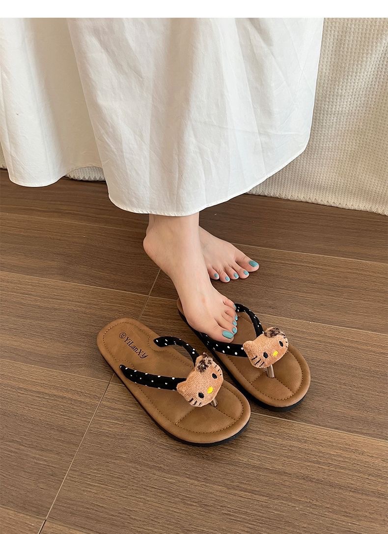 跨境可爱甜美卡通人字拖新款夹脚拖鞋高颜值百搭拖鞋户外休闲凉拖详情6