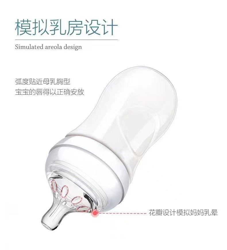 宽口婴儿奶瓶带手柄PP奶瓶耐摔防呛防胀气新生儿奶瓶跨境母婴用品详情3