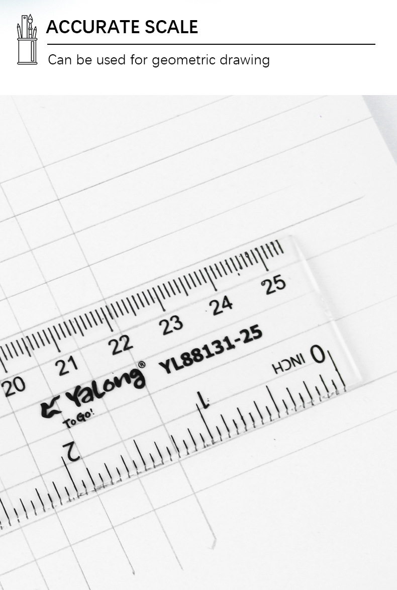 Yalong Cross-border best-selling plastic flexible tape measure 25 cm, math tool, school ruler, student and office surveyor pic 2