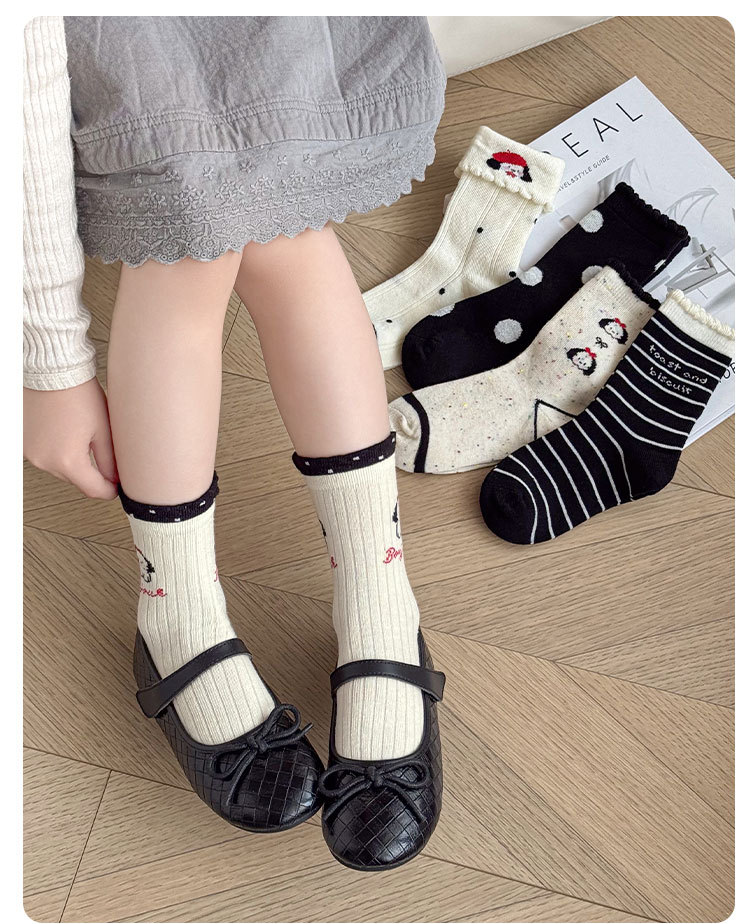 2025秋冬儿童袜子甜美双纱中筒无骨可爱小狗女童春秋季A类舒适透气详情21