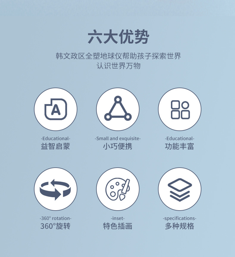 New all-plastic globe for the Korean political district, geography class terrain learning supplies, student handicrafts, gifts and ornaments pic 5