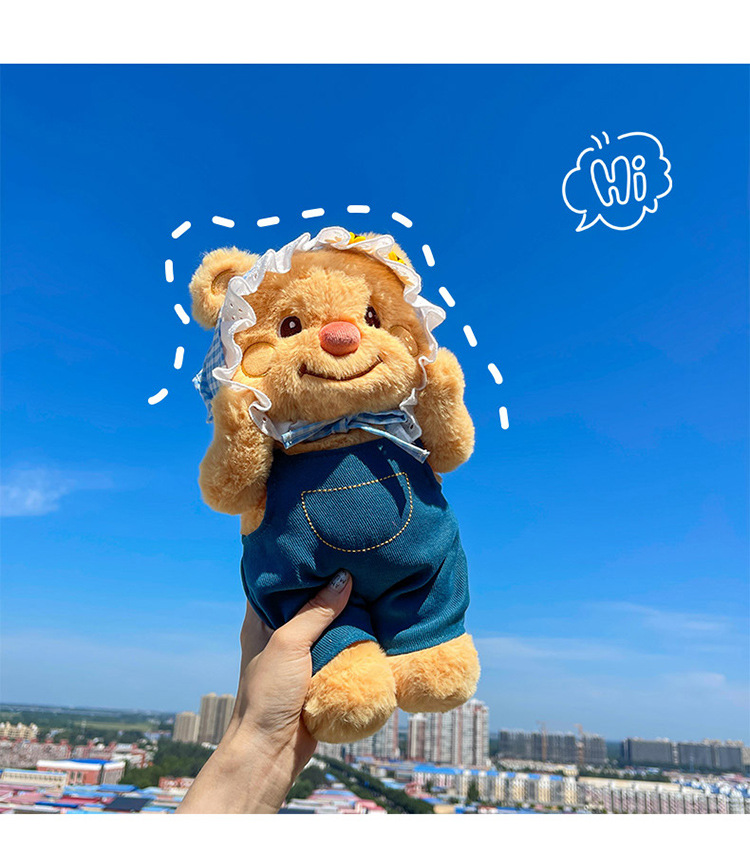 新款穿衣牛仔黄油小熊玩偶田园风格软萌毛绒玩具可爱公仔抱枕礼物详情31