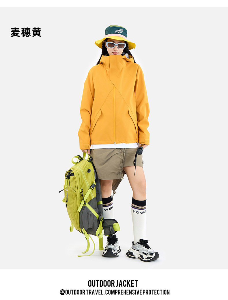 春秋冲锋衣连帽高领磁吸扣防水透气抽绳男女款户外休闲服直播爆款详情20