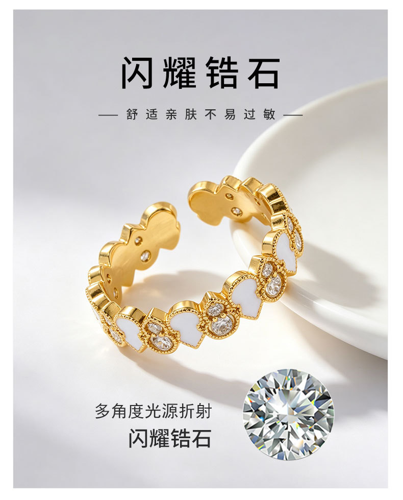源头工厂新中式珐琅滴油葫芦开口戒指铜合金真金电镀镶锆精致指环详情10