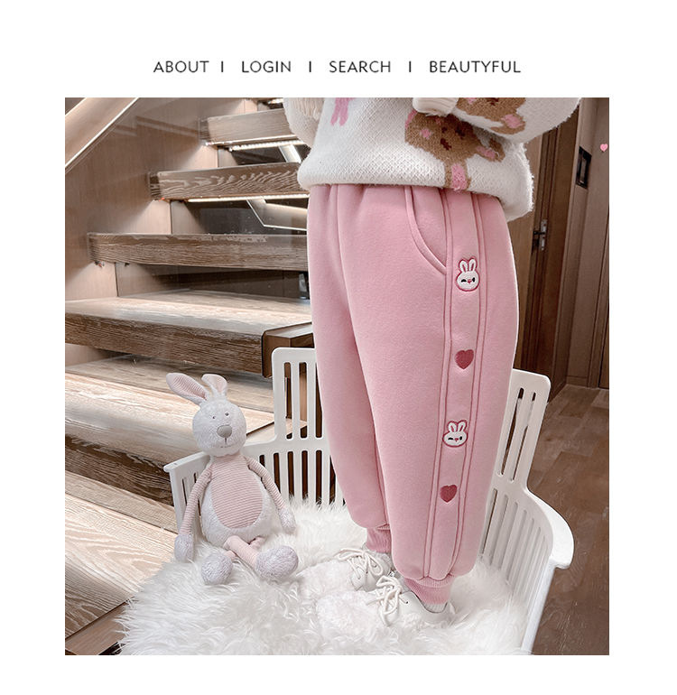 女童加绒裤子秋冬季2023新款运动裤中小童加厚休闲裤冬款儿童卫裤详情16