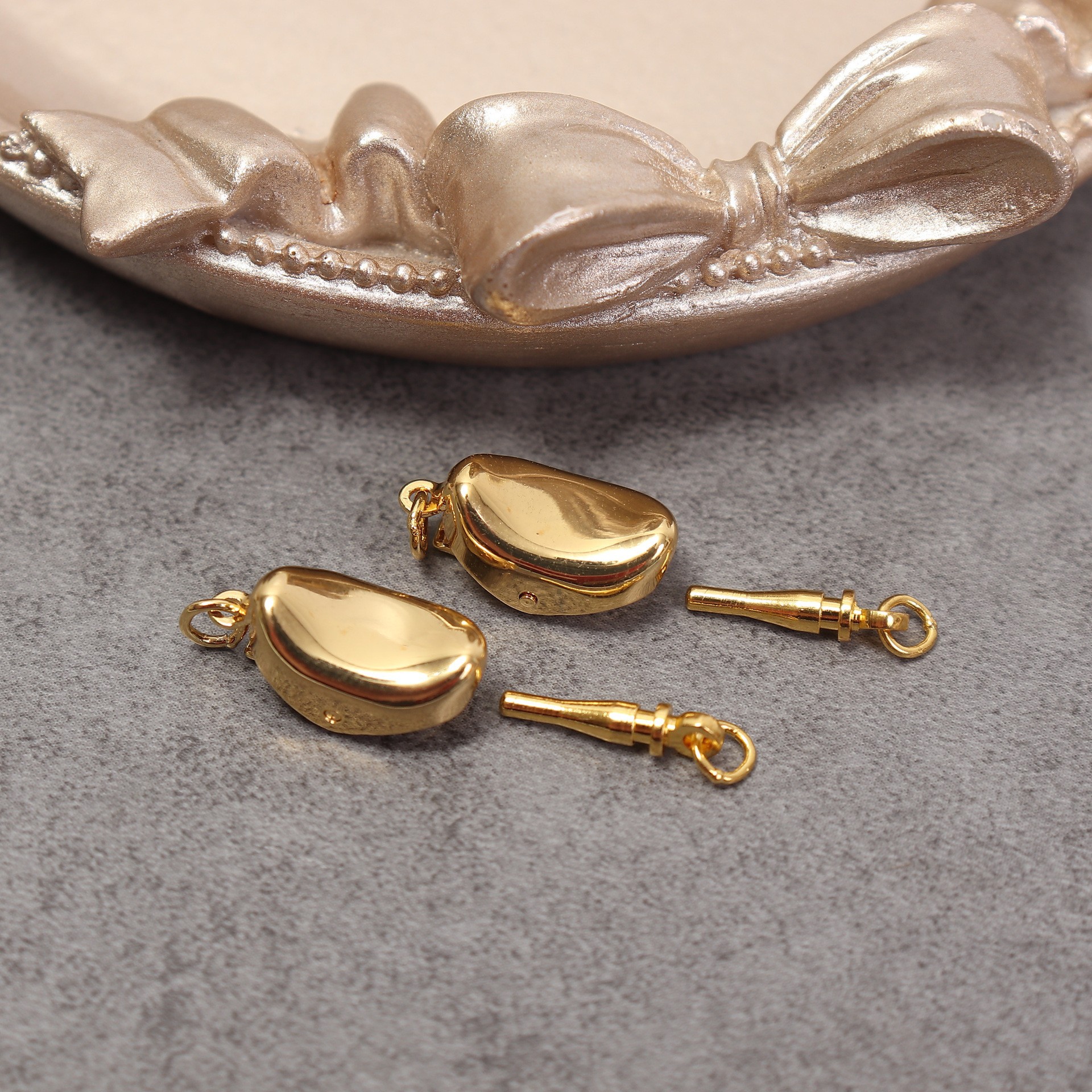 仿金保色金插片插棒扣项链连接扣diy铜元宝扣子扣头珍珠接头扣DIY详情11