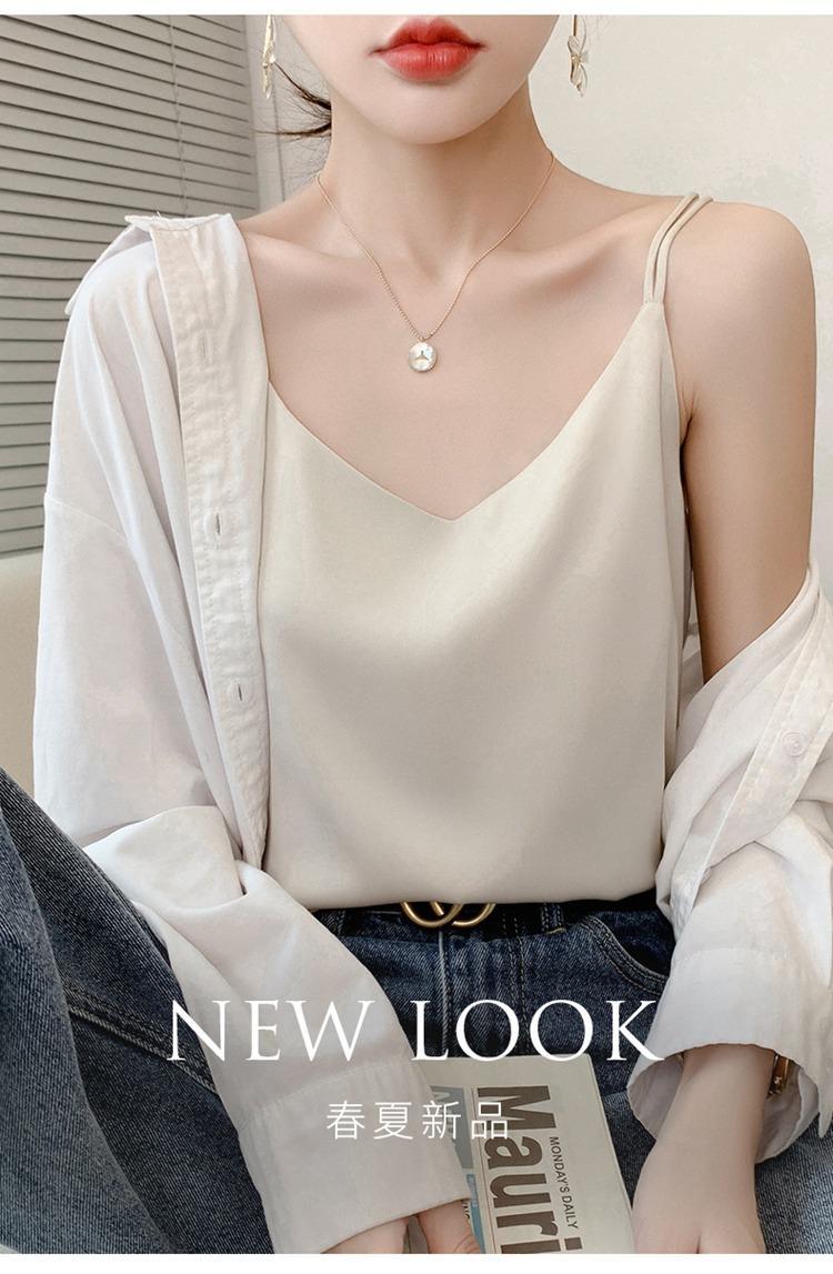 2025年吊带背心女内搭白色美背醋酸仿真丝上衣缎面夏西装仿打底衫详情4