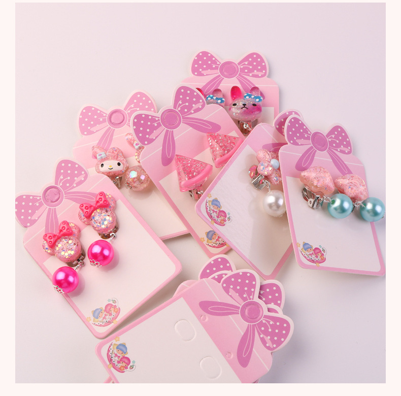 韩国儿童耳环女无耳洞可爱风学生首饰DIY珍珠流苏耳夹长款儿童耳饰详情38