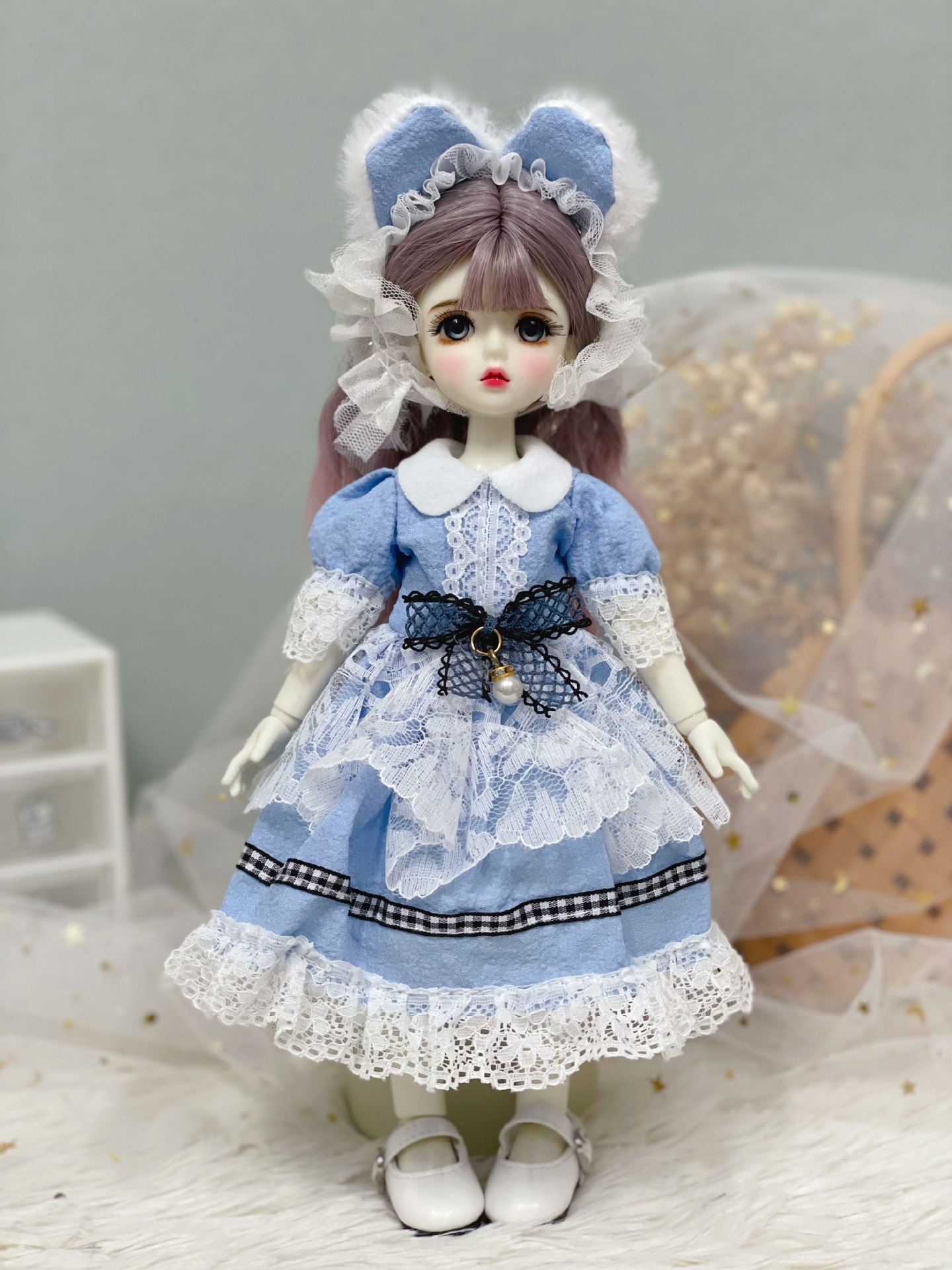 6 points bjd doll dress-up clothes, 30 cm doll set dress, autumn and winter outfits, Lolita jk maid dress pic 25