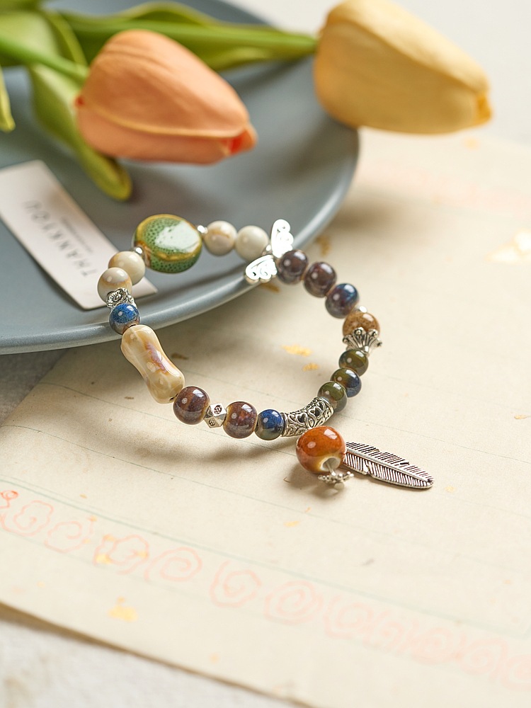 景德镇陶瓷手链批发古风串珠手工编织国风文艺饰品女生民族风手串详情3