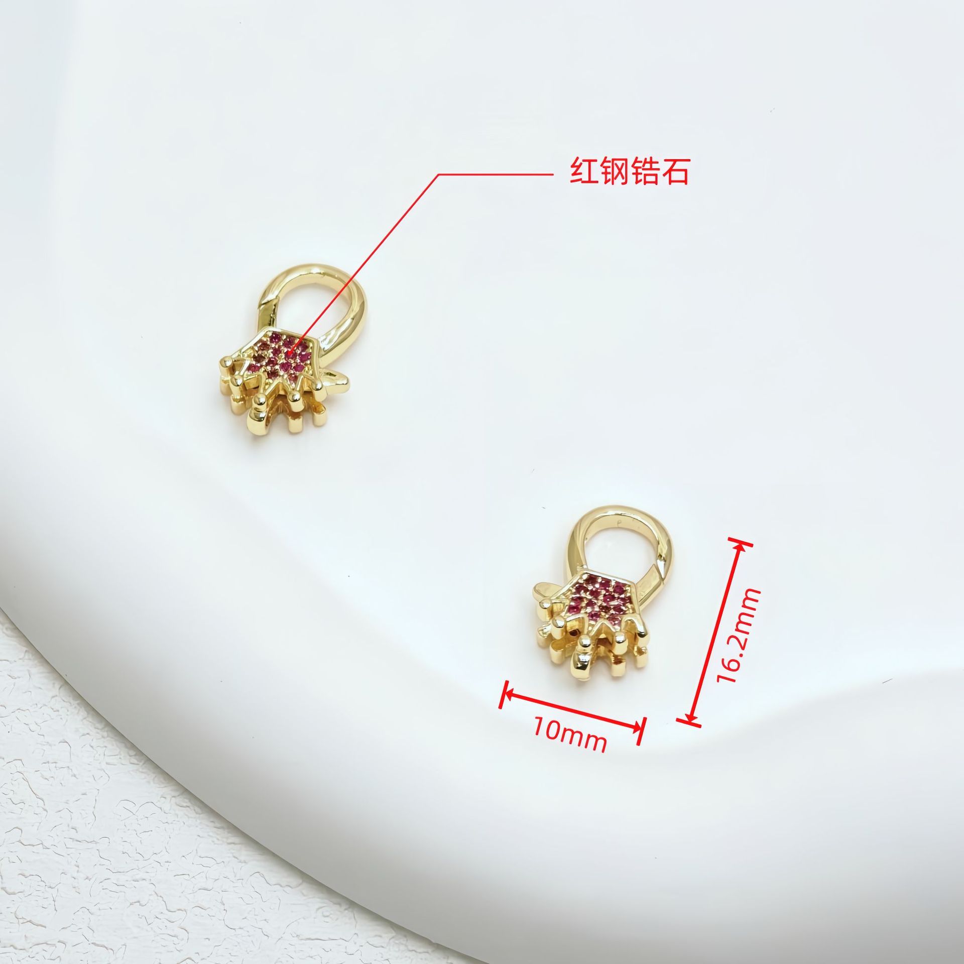 18K保色优质镶钻高档黄铜异型龙虾扣万能扣挂件项链挂件服饰挂详情18