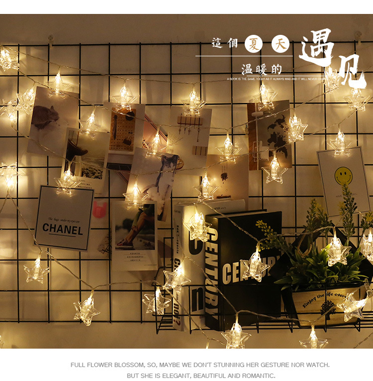 Battery box clips, light strings, photo wall decorative lights, birthday party decorations, battery box light strings, five-pointed star LED lights pic 6