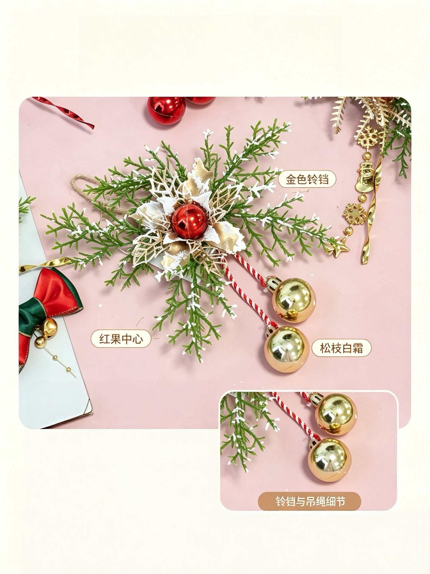 Christmas decorative bouquets, Christmas hats, Christmas wreaths, Christmas balls, Christmas pendants, holiday decoration supplies sets pic 2