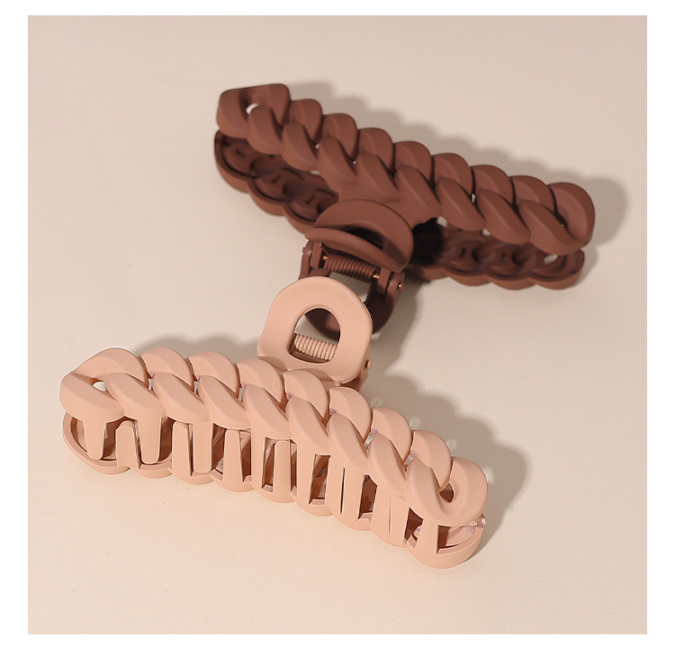 辉运新款跨境复古链条烤漆抓夹后脑勺盘发鲨鱼发夹简约彩色发爪详情9