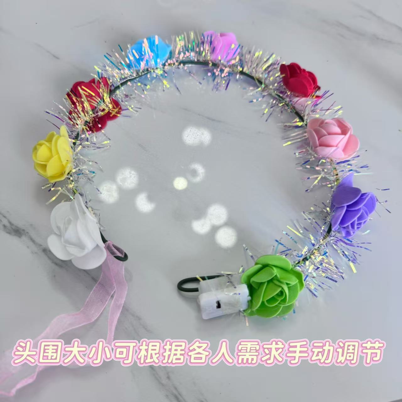 闪光金丝大花环花环发光玩具夜市玩具孙悟空帽气球闪光玩具详情15