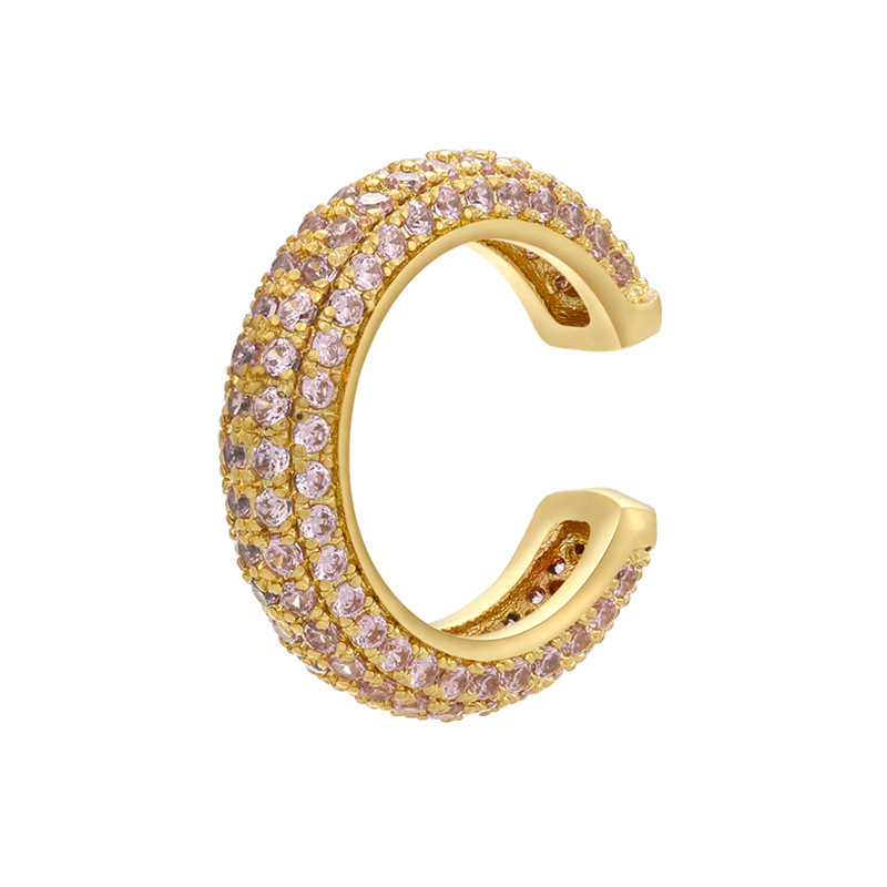 Beaded buckle jewelry, micro-inlaid color diamond ear bone clip, color zirconium simple style ear clip earrings, copper 18K gold-plated VE131 pic 20