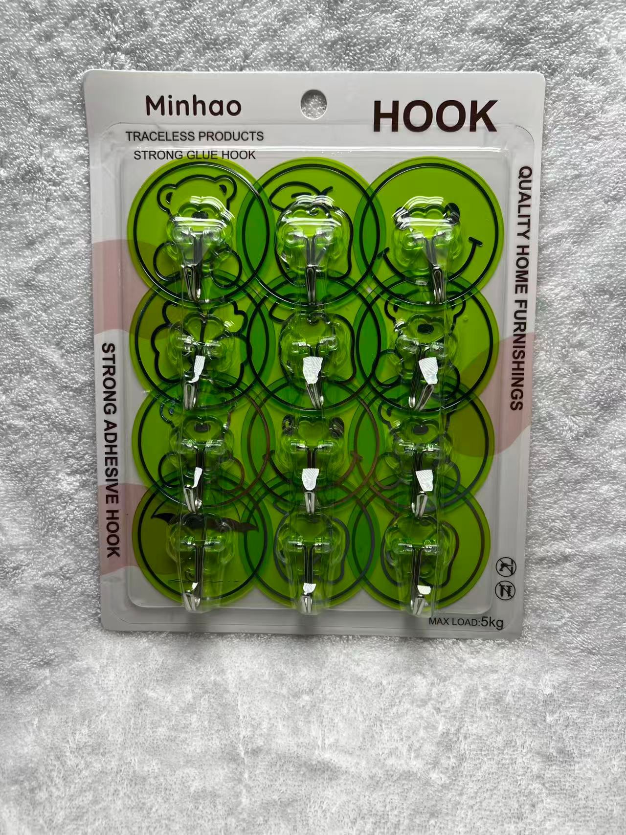 New round gold-embossed film plum blossom sheet iron hook, no drilling, no mark hook, living room wall-mounted door, rear hanging bag hook pic 7