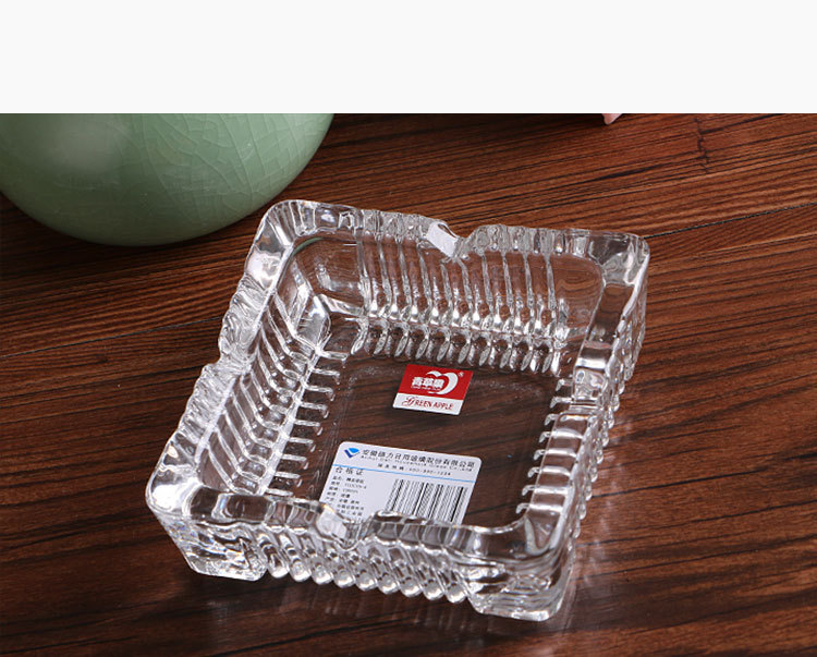 方形透明玻璃烟灰缸高颜值水晶烟缸雪茄烟缸青苹果批发水晶烟灰缸详情11