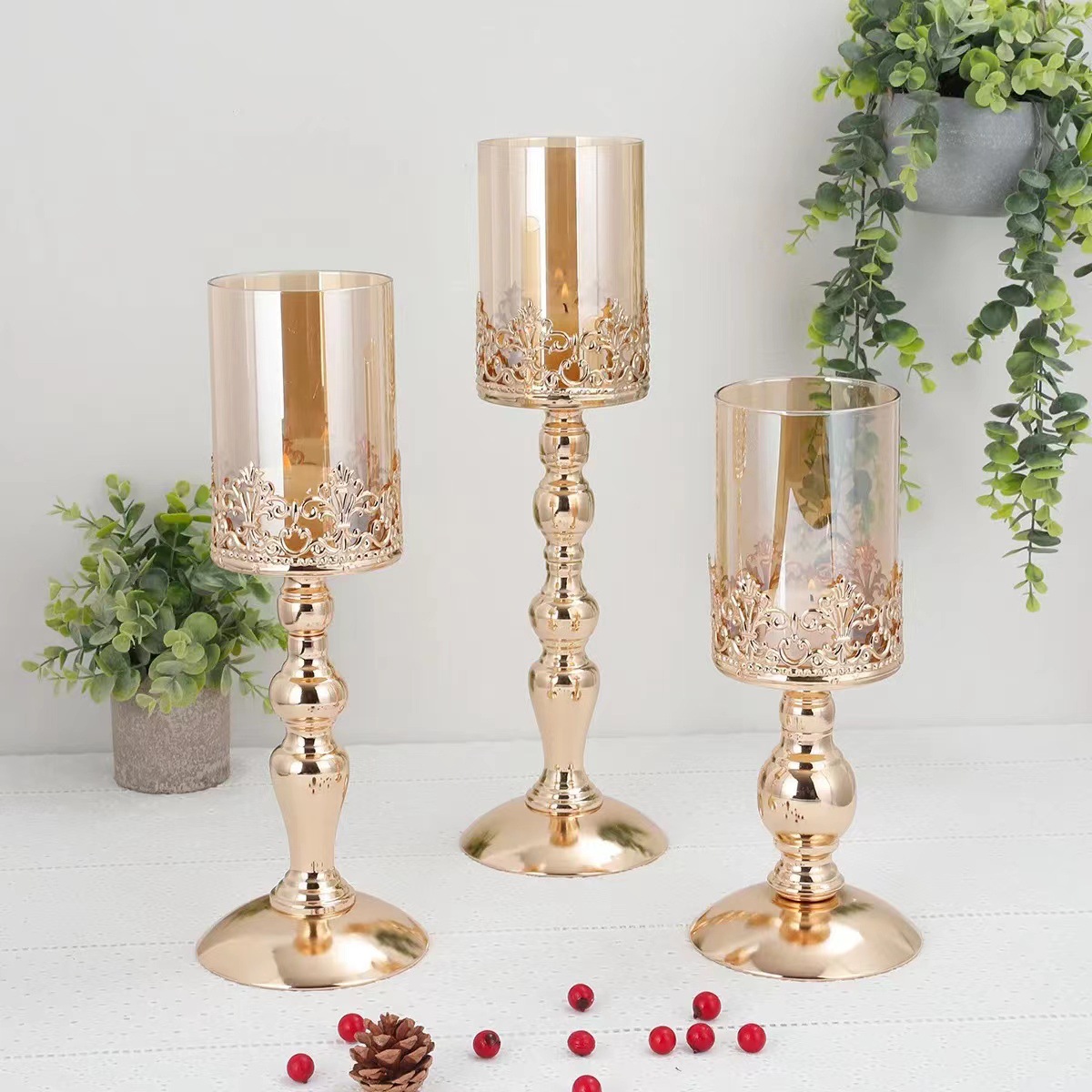 原创卧室样板书房北欧复古烛台摆件轻奢浪漫情侣婚庆现代金属几何详情5