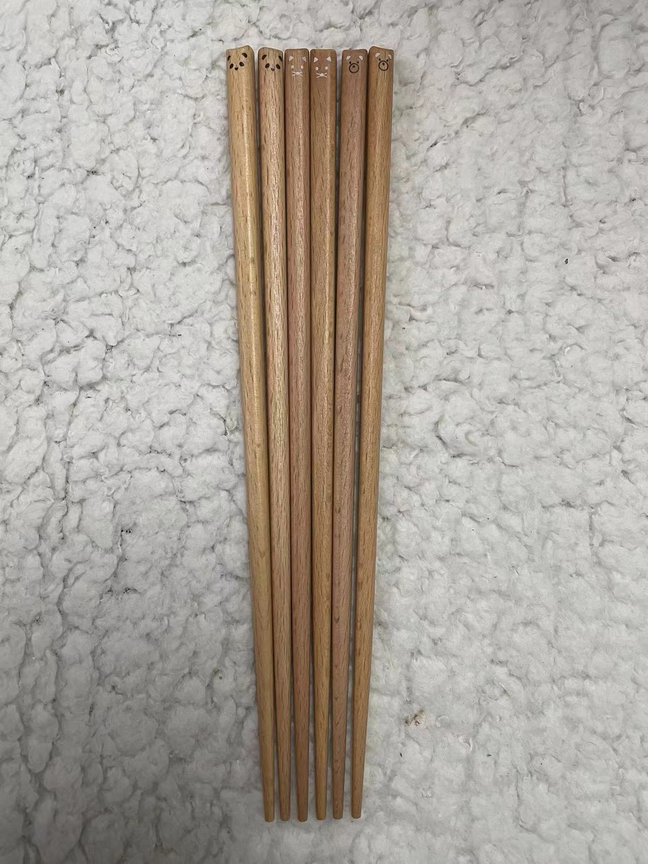 Cute beech wood cartoon craft wooden chopsticks, eco-friendly and natural wooden chopsticks, gift chopsticks pic 1