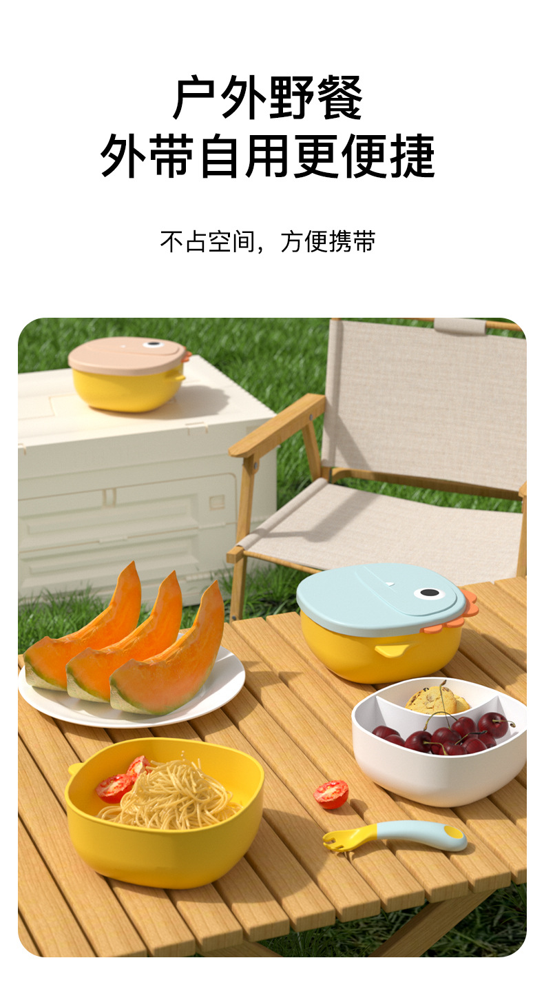 婴儿辅食碗宝宝专用训练学吃饭碗婴幼儿外出餐盘儿童便携餐具饭盒详情5
