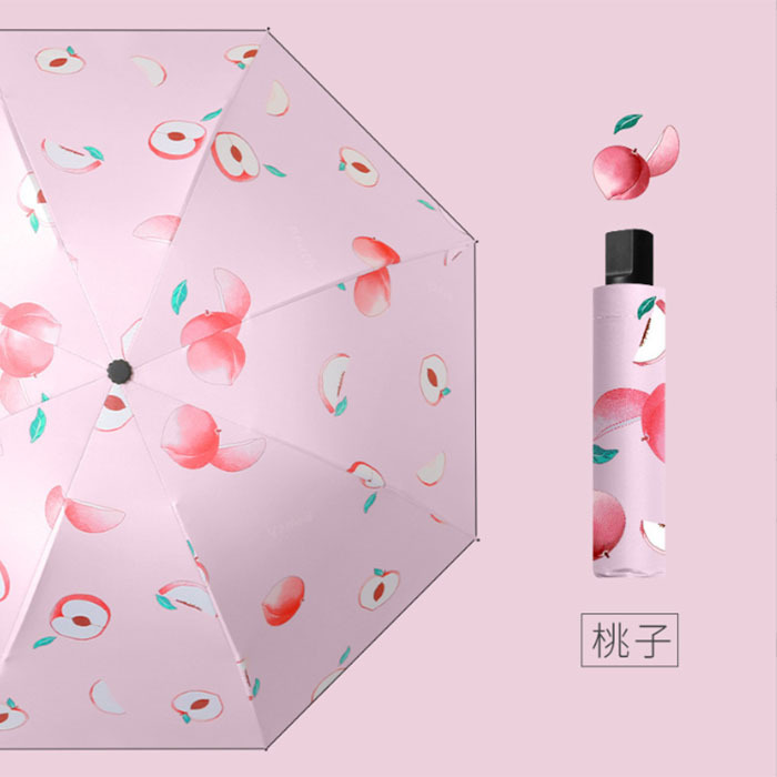 水果雨伞厂家批发三折遮阳伞晴雨两用黑胶伞太阳伞详情14