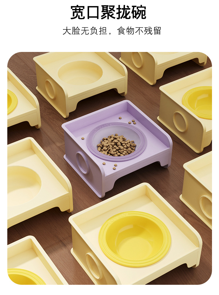 Pet square cat bowl stand dining table, can be spliced with dog bowls, cat food bowls, ceramic pet bowls, water bowls, food, leak-proof and neck protection pic 7