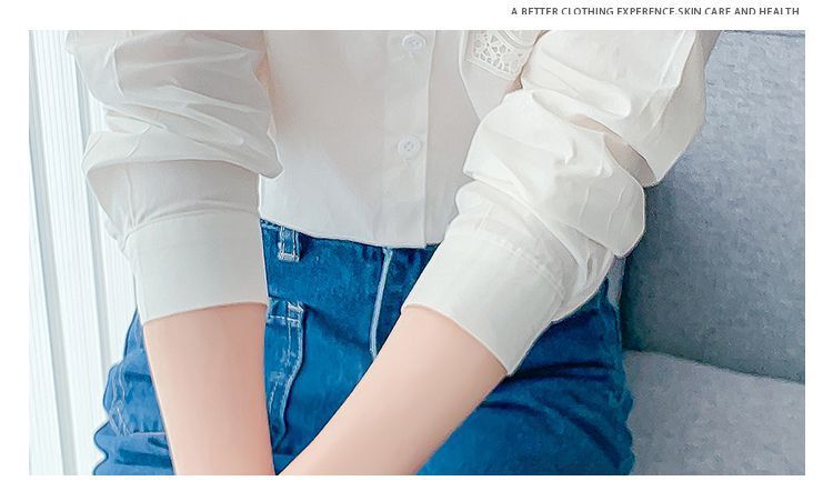 春秋季2025年新款女装时尚减龄纯棉衬衫女洋气全棉蕾丝领休闲上衣详情12