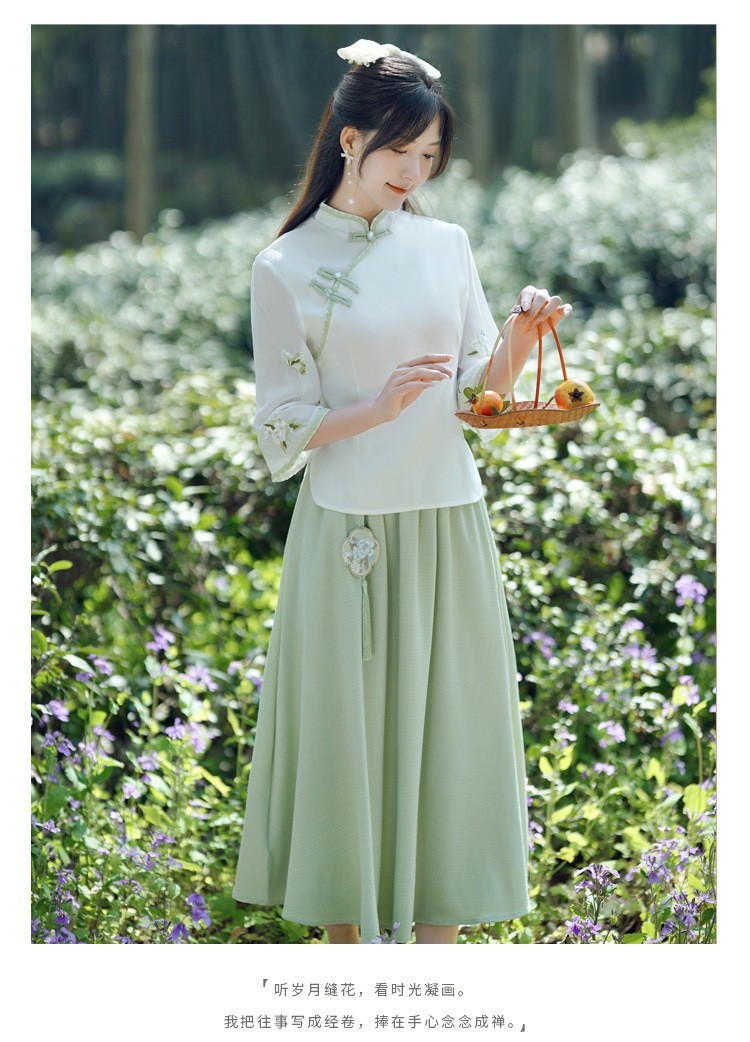 国潮国潮民国风夏季女修身旗袍上衣薄款汉元素汉服套装文艺气质唐装茶艺服国潮详情15