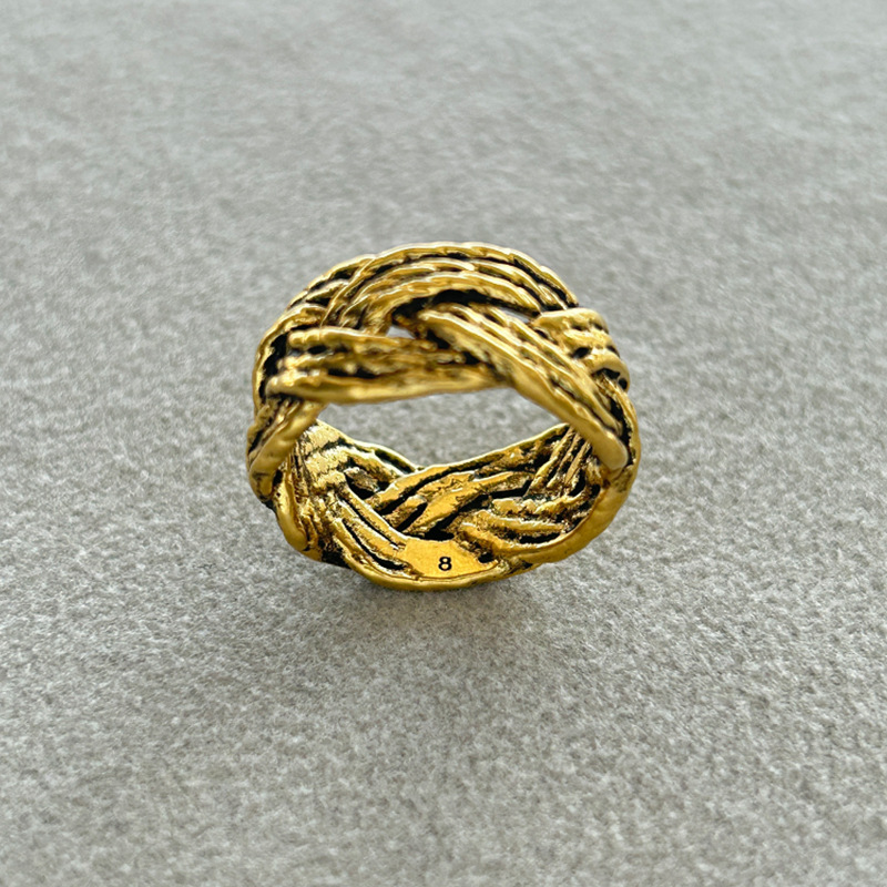 法国小众设计AB同款时尚百搭个性复古感麦穗编织戒指轻奢做旧指环详情10