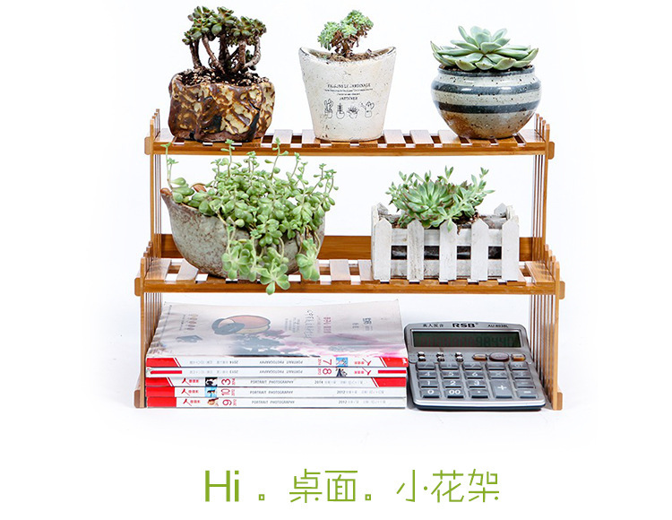 桌面办公室多层多肉花架客厅落地阳台木质置物架小型隔断花盆置物详情2