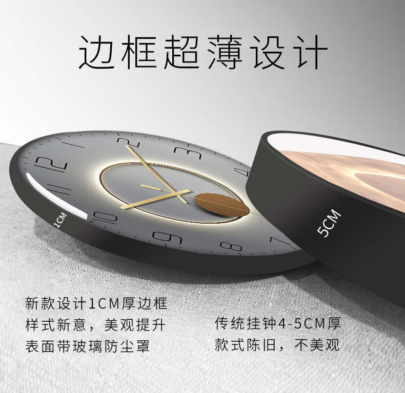 12寸时尚静音挂钟批发亚马逊客厅简约石英时钟北欧钟表Wall Clock详情6