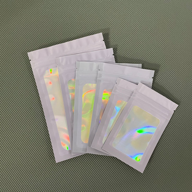 In-stock color window laser self-sealing bags, jewelry packaging bags, phone cases, plastic bags, food sealing bags with fixed logos pic 10