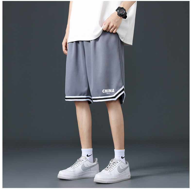 夏季冰丝短裤男潮流薄款沙滩裤宽松百搭直筒大码休闲运动中裤男详情10