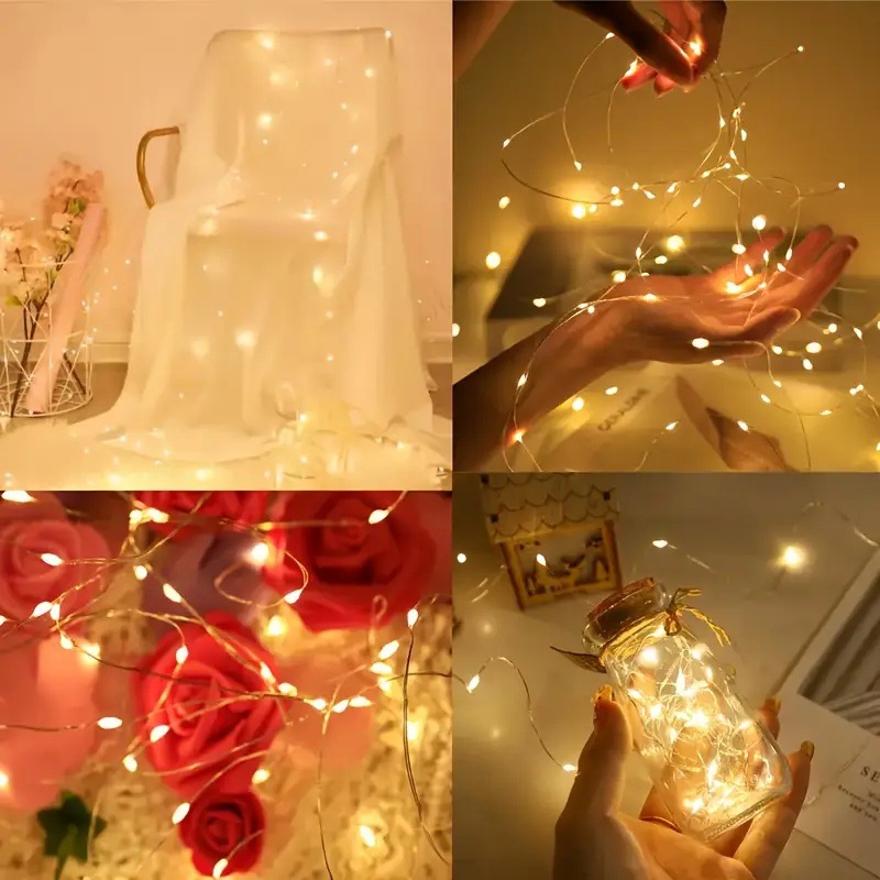 Three-level dimmable led small light string, small colored light, copper wire string light, flower cake gift box, Christmas decorative light, luminous light pic 3