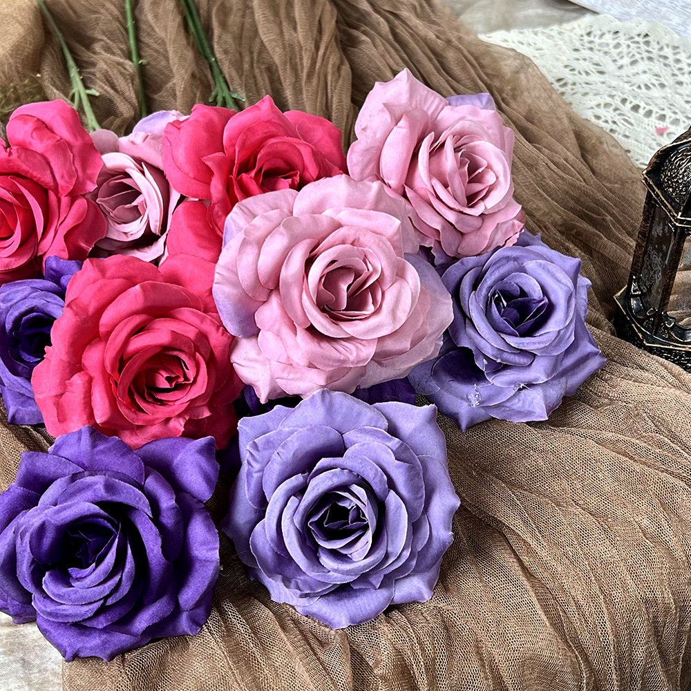 仿真钻石玫瑰假花人造花成品婚庆用花地排造景花高级感客厅插花束详情4