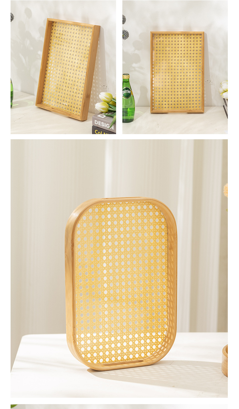 创意仿藤编竹制托盘家用饭店茶具小托盘糕点盘方形手提茶盘批发详情15