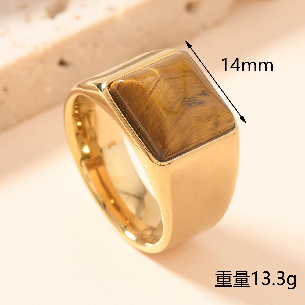 欧美新款不锈钢戒指铸造虎眼石几何戒指复古风情侣对戒批发厂家详情11