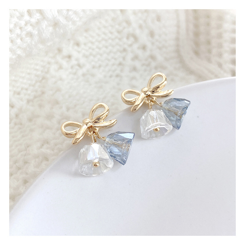 Colorful bow glass bell stud earrings, sweet and elegant, niche and playful, fresh and fashionable, high-end earrings pic 8
