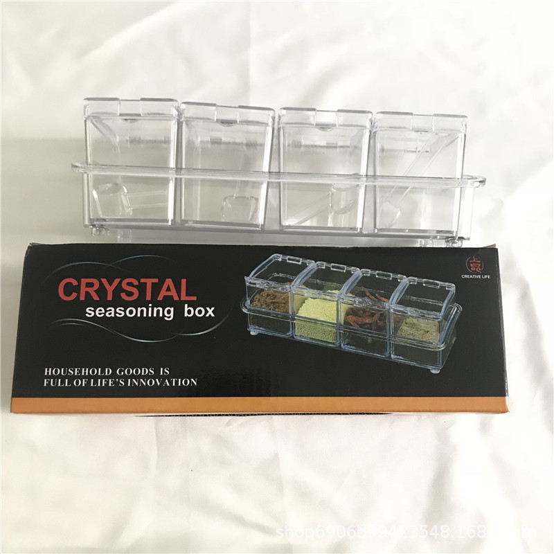 4格组合PS高透调味罐盒套装 调味罐厨房用具厨房小工具调料盒定详情5