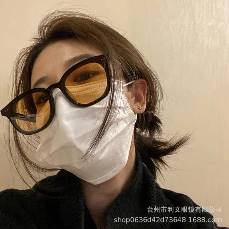 新款G*M太阳镜防晒复古橘色墨镜韩版小红书ins同款眼镜男女同款潮详情1