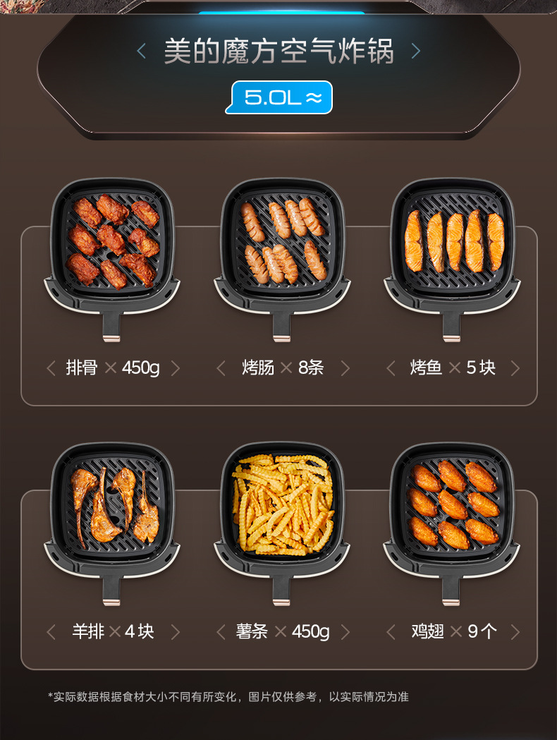 Midea air fryer, household electric fryer, no need to flip, steam tender frying and roasting, 6L5 large capacity oven KZC5089 pic 19