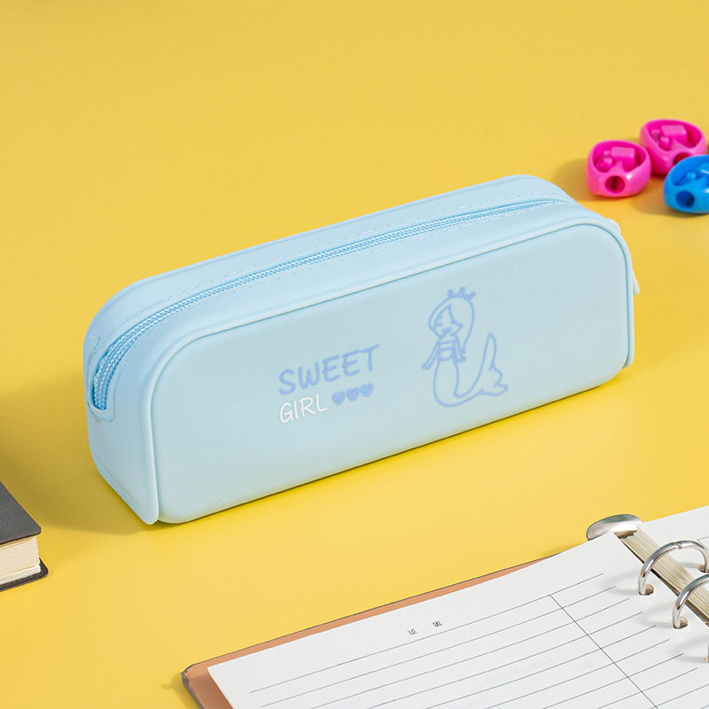 Mermaid silicone pen cases in multiple colors available for export as study stationery boxes pic 2