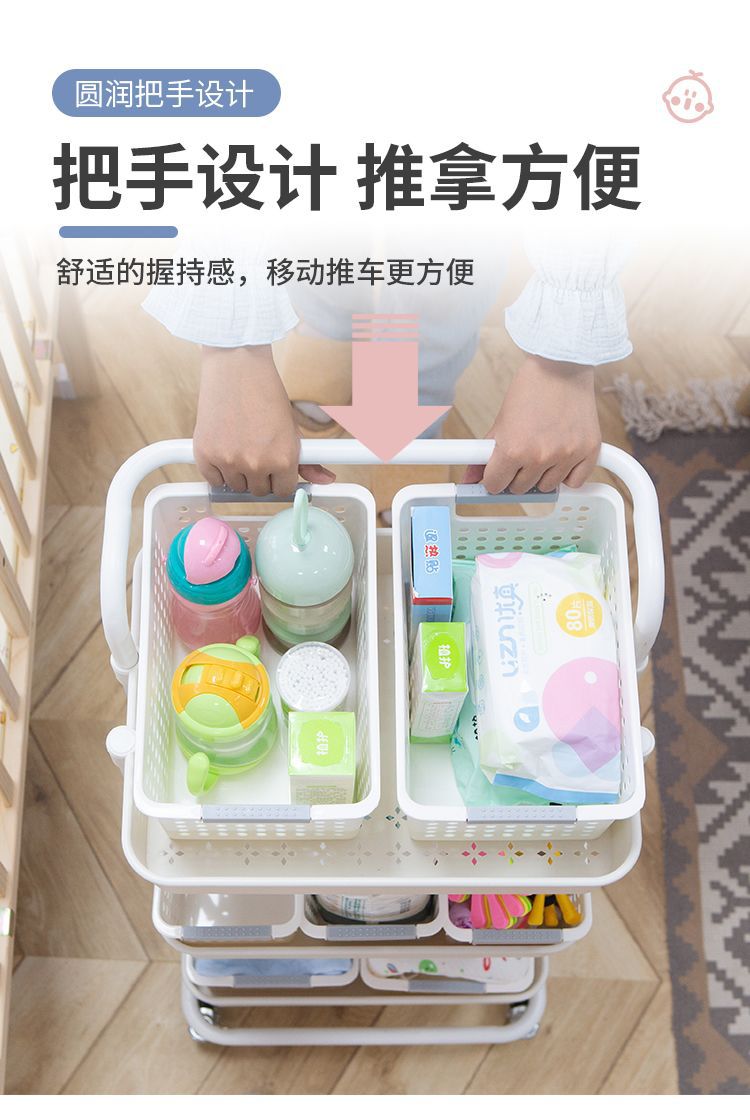 Floor-standing kitchen, mobile snack rack, trolley, storage rack, multi-layer kitchen storage, mobile snack trolley pic 5