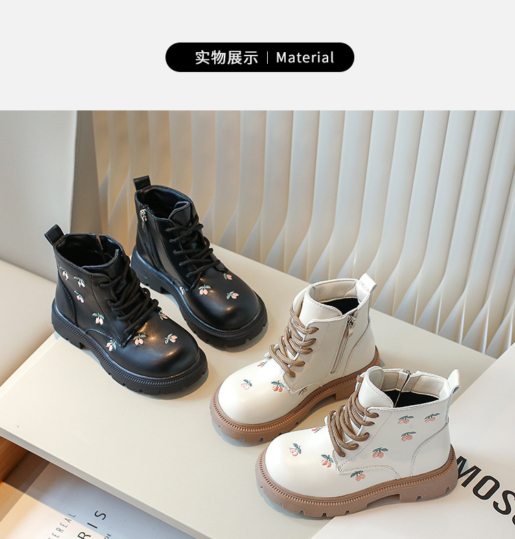 儿童马丁靴2025年秋冬新款小女孩单靴绣花女童公主靴女宝宝短靴详情6