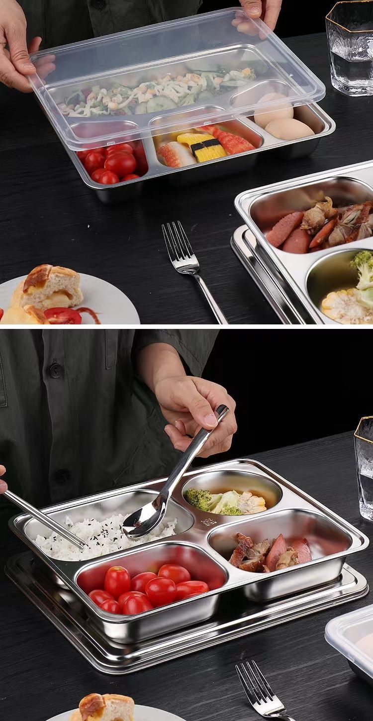 食品级304不锈钢餐盘成人食堂快餐盘儿童学生饭盘四五格分格餐盘详情10