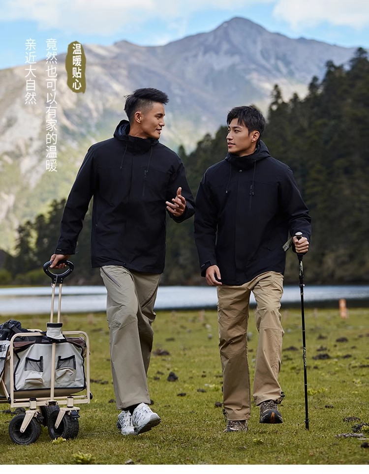冲锋衣男三合一外套女户外加厚防风防水徒步登山服团建定制印logo详情23